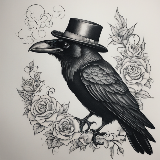 Cigarette Crow: A Stylish Rebel's Ink