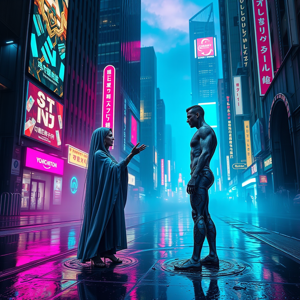 Neon Oracles: Prophecies in Rain