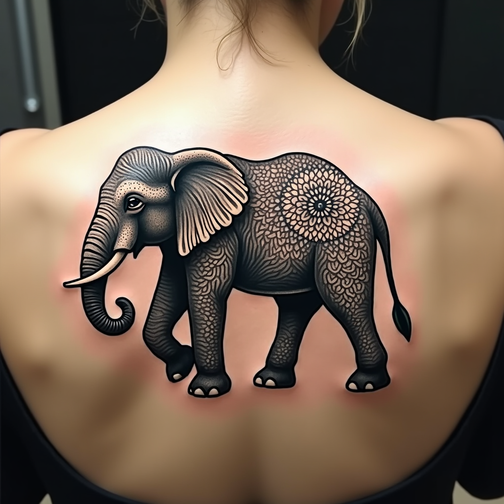 Majestic Mandala Elephant Tattoo