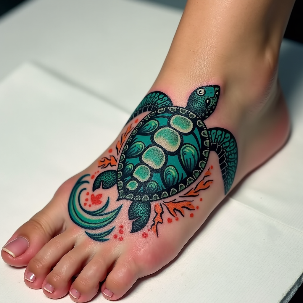 Oceanic Serenity: Turtle Tattoo