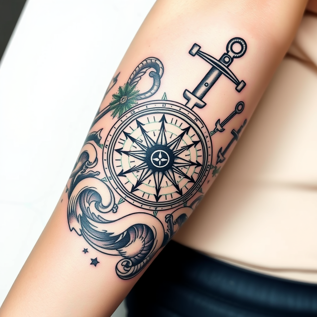 Nautical Compass Tattoo Adventure