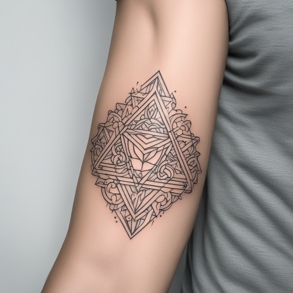 Geometric Guardian: Celtic-Inspired Arm Tattoo