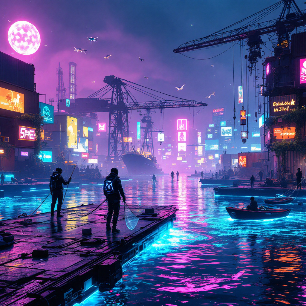 Neon Dreams: Cyber Harbor Vibes