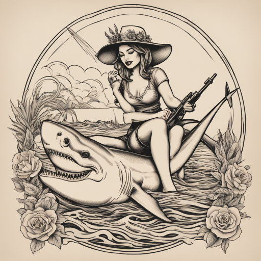 in the style of fineline tattoo, with a tattoo of A vintage illustration or retro tattoo flash style