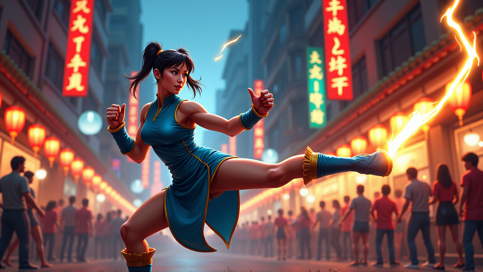 Neon Showdown: Chun-Li Unleashed