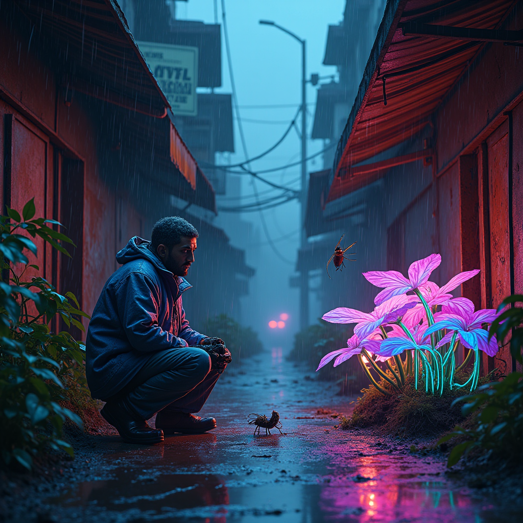 Neon Dreams in a Dystopian Alley