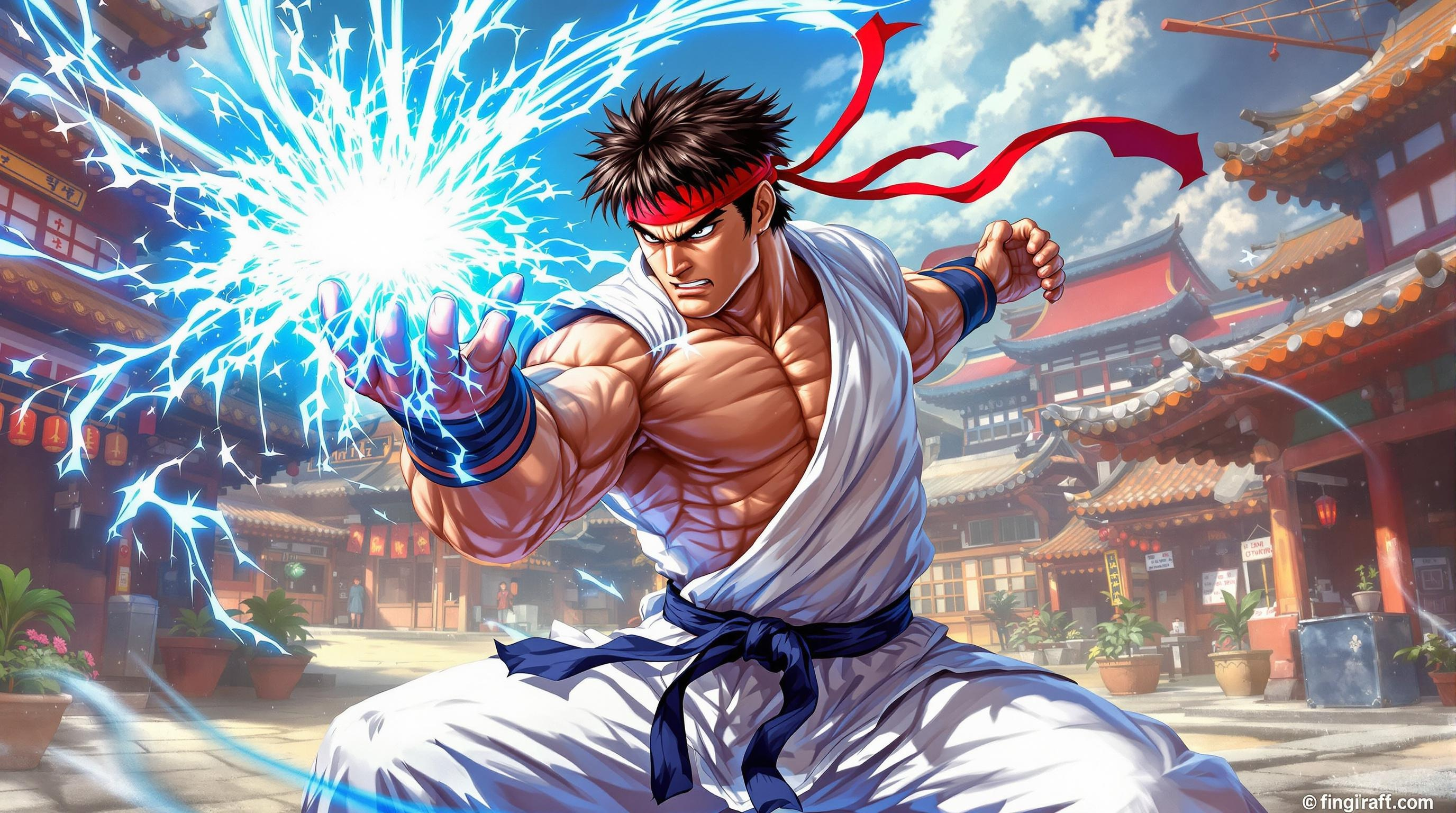 Ryu's Fiery Showdown: Art in Action