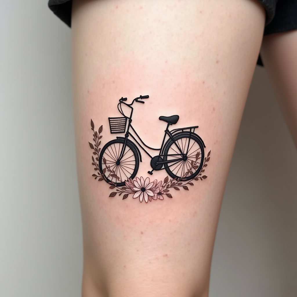 Floral Freedom: Minimalist Bike Ink