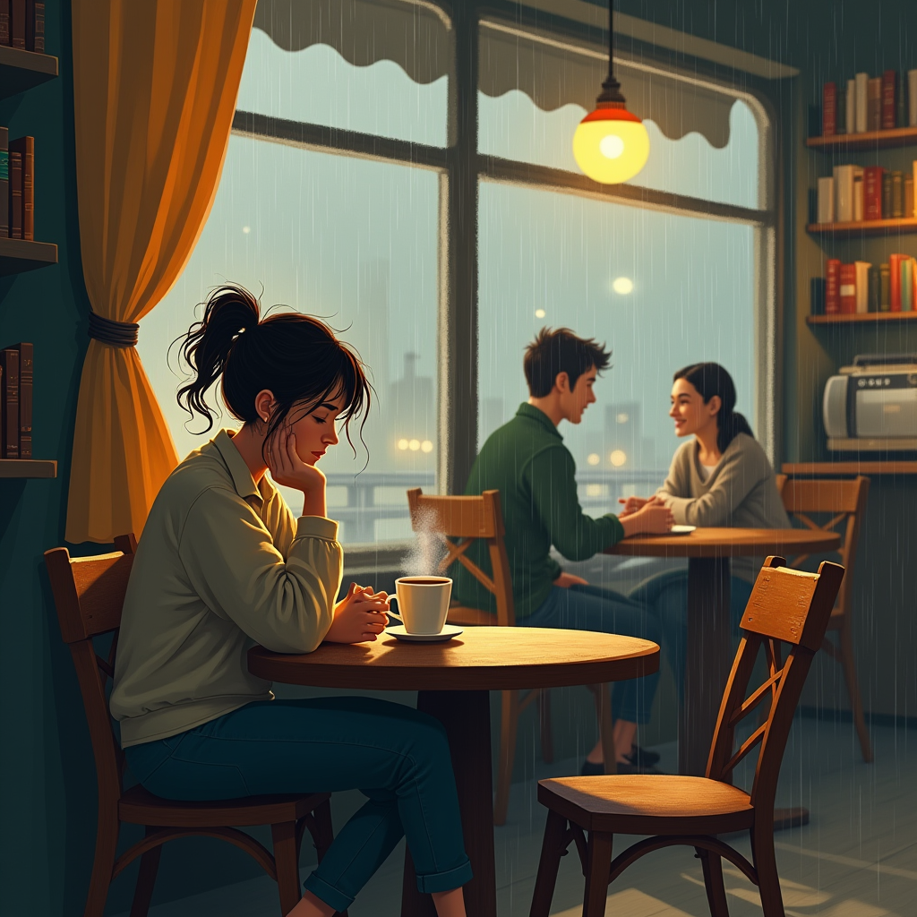 Solitude in a Rainy Café