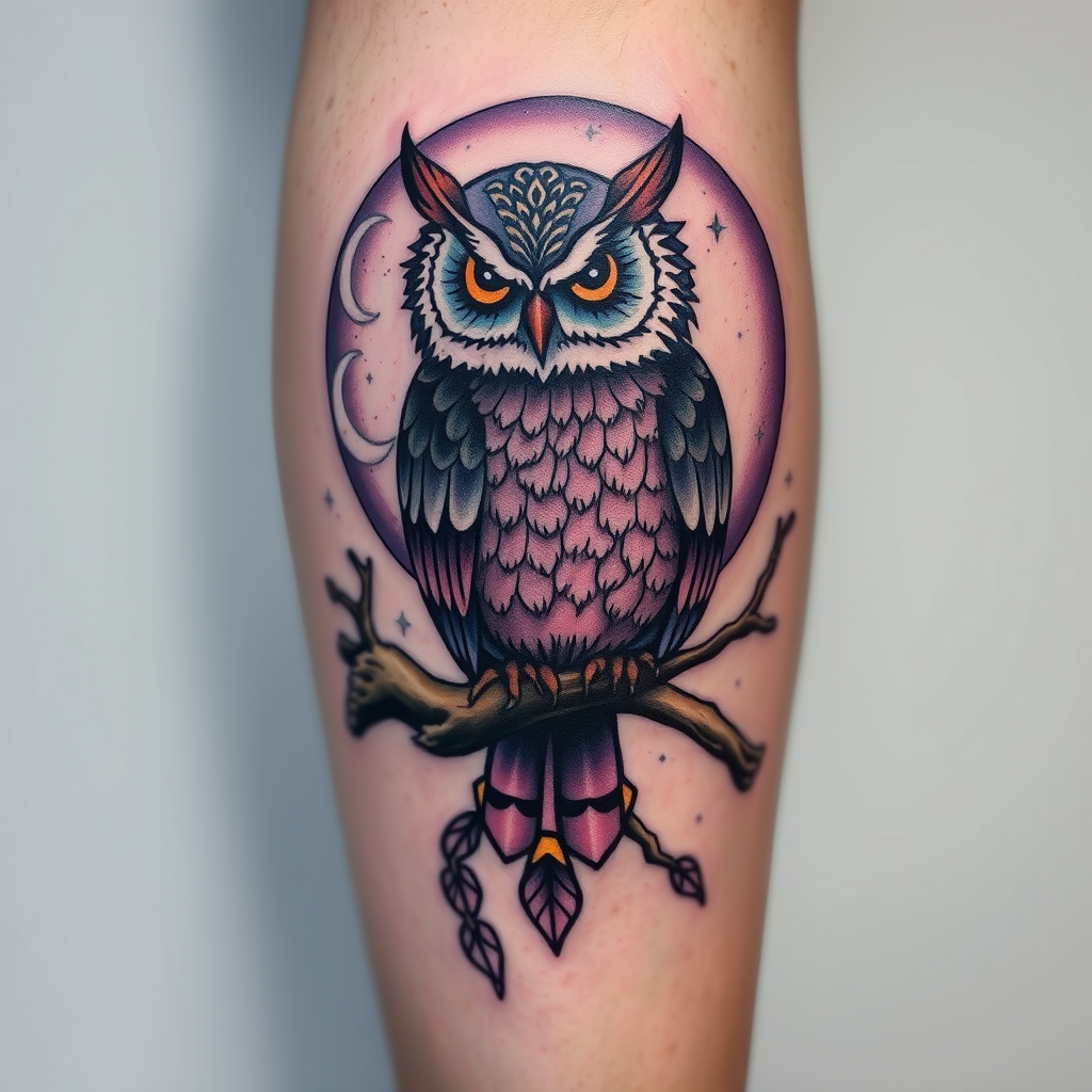 Mystical Owl Tattoo Design