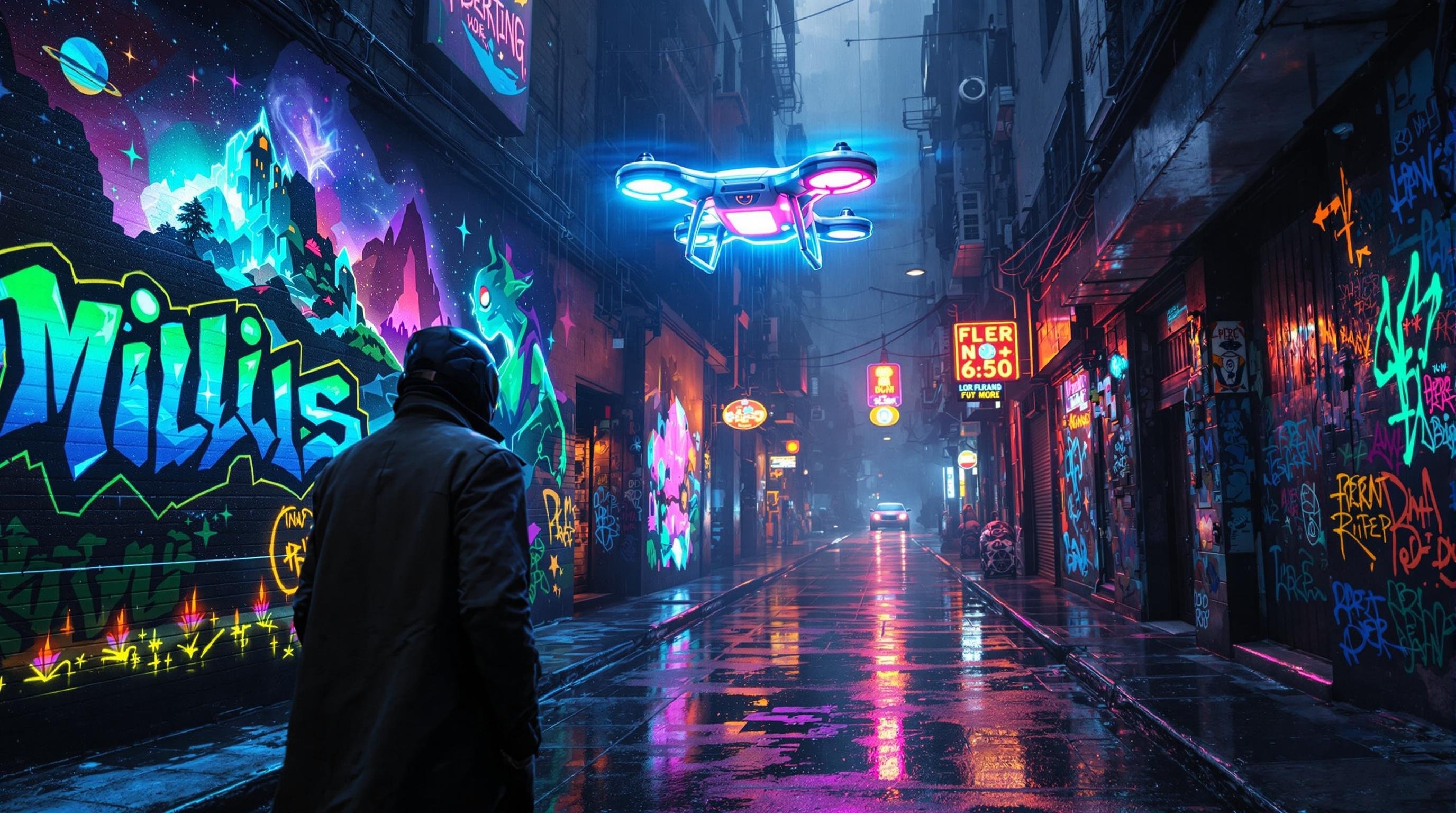 Neon Dreams in Gritty Shadows