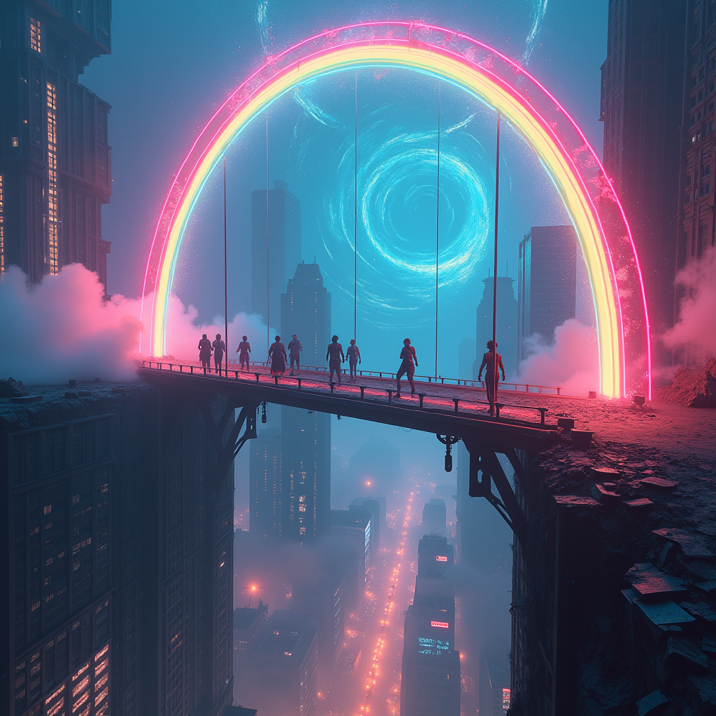 Neon Bridge to Dystopia