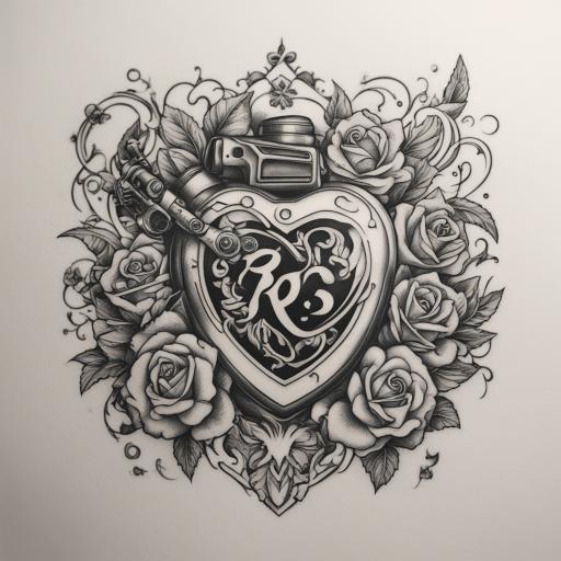 in the style of kleine tattoo, with a tattoo of R6S