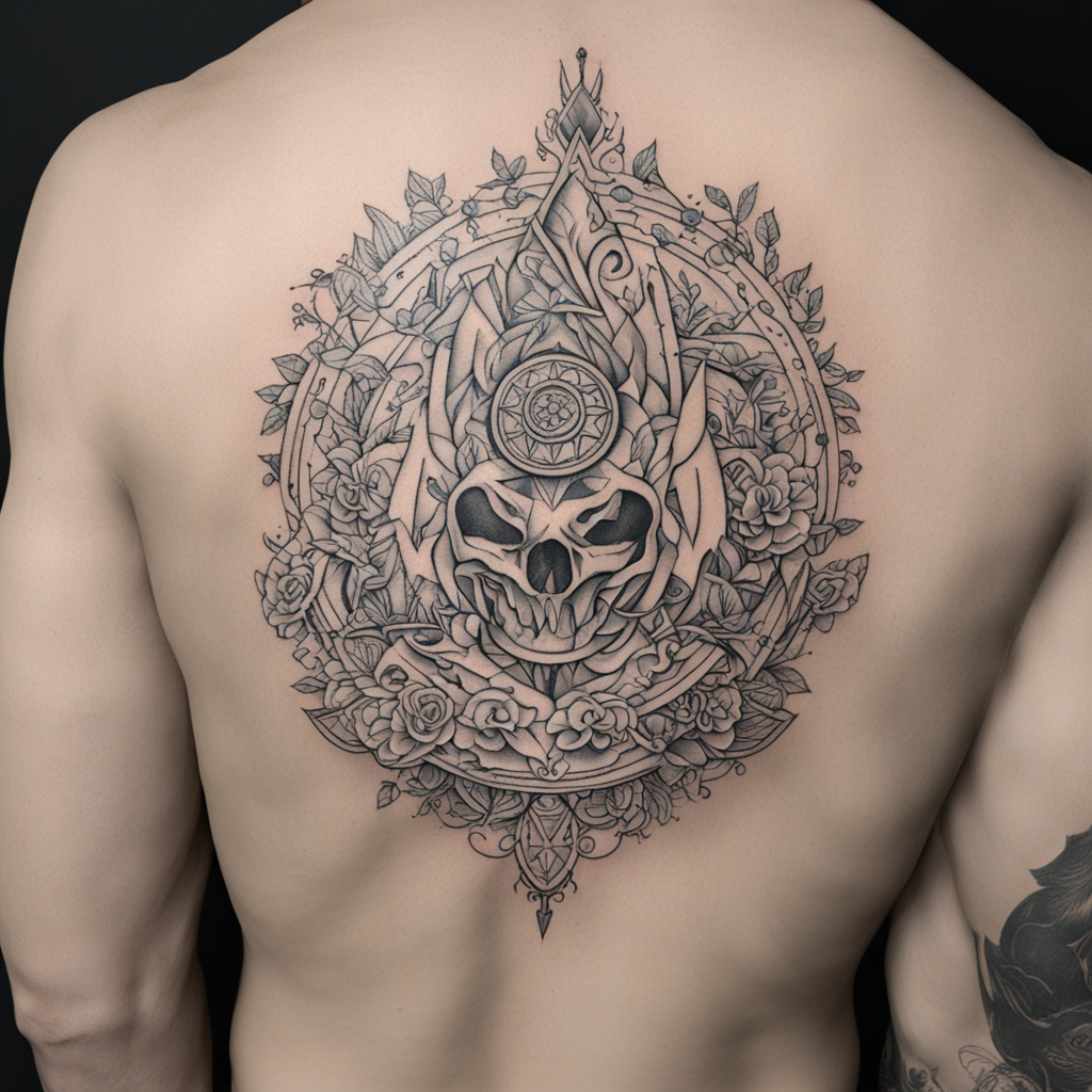 in the style of fineline tattoo, with a tattoo of tatuagem simples inspiradas em counter strike
