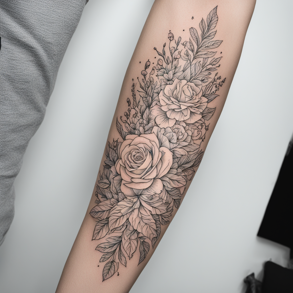 in the style of fineline tattoo, with a tattoo of Renascer
Vitorioso
Sempre alegre