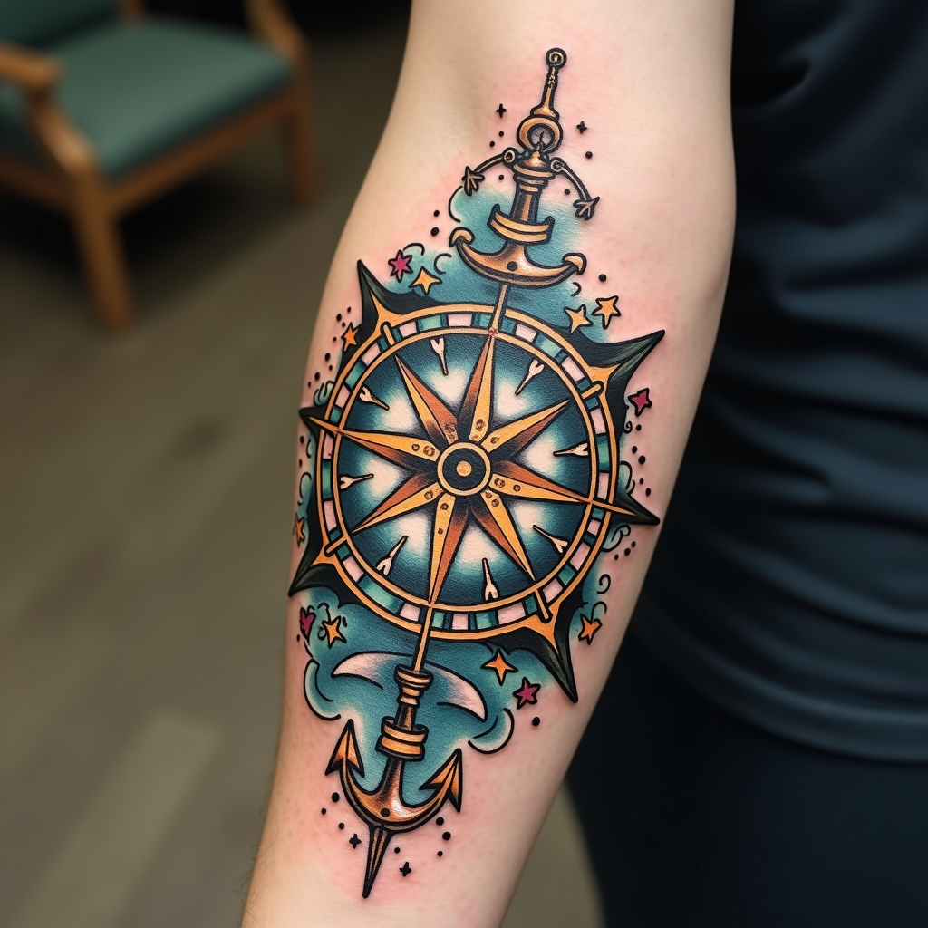 Nautical Compass Rose Tattoo