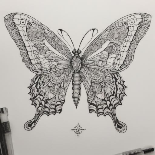 in the style of fineline tattoo, with a tattoo of Main droite :

Papillon : Un papillon élégant