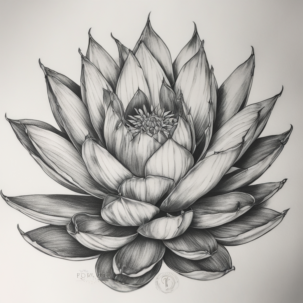 in the style of fineline tattoo, with a tattoo of Agave tattoo fine line with shading
