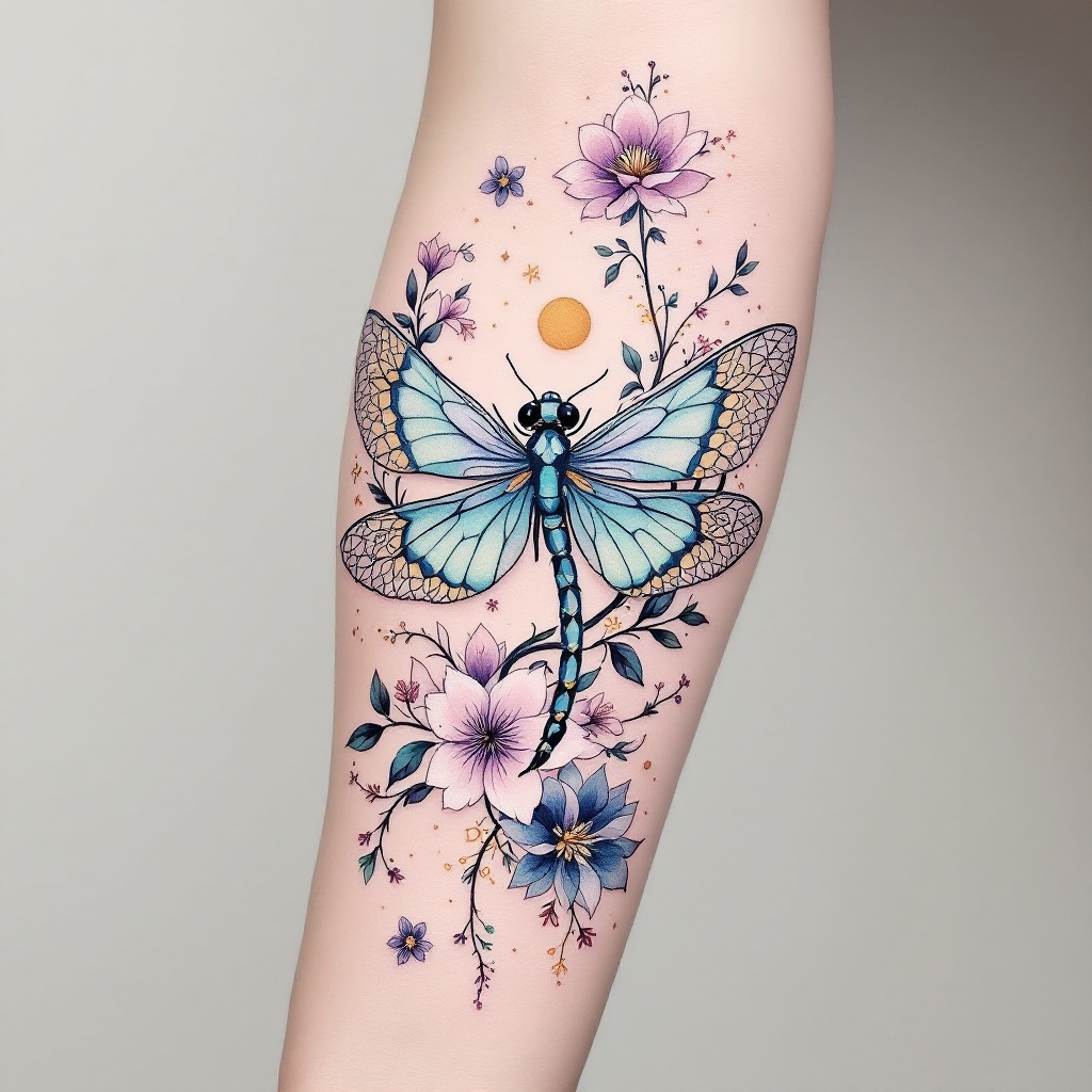 Ethereal Dragonfly Tattoo Design