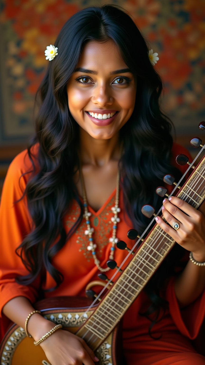 Ethereal Harmony: A Sitar Muse