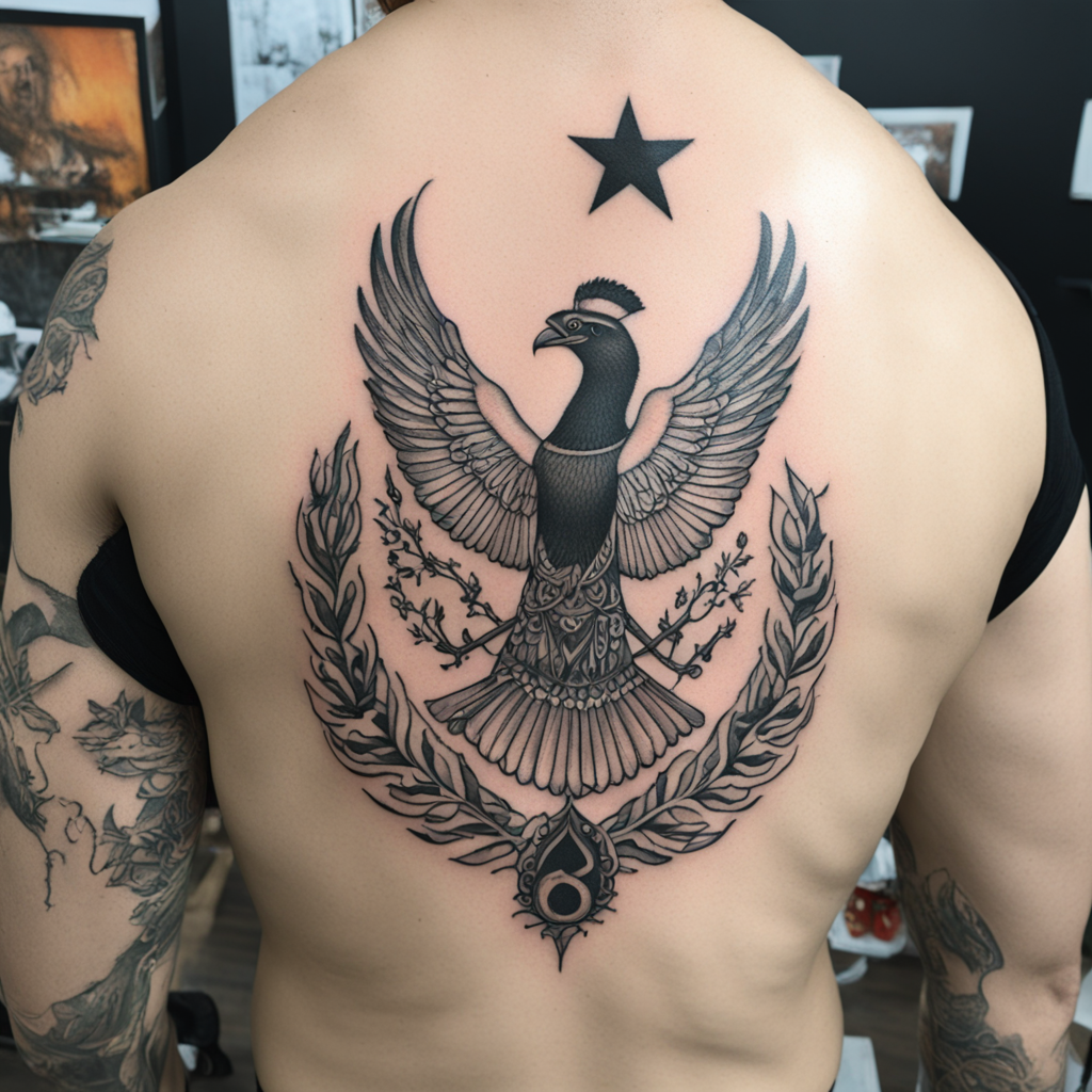 in the style of ignorant tattoo, with a tattoo of türk
