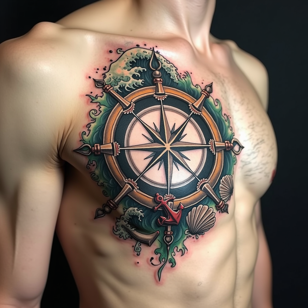 Nautical Compass Tattoo Design