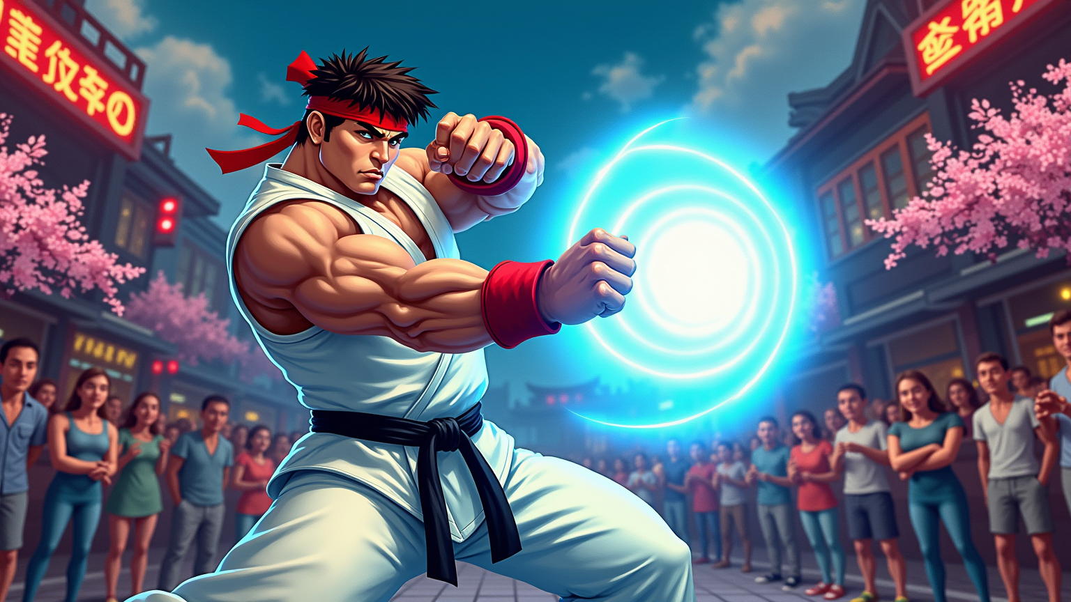 Ryu's Hadouken: Neon Showdown