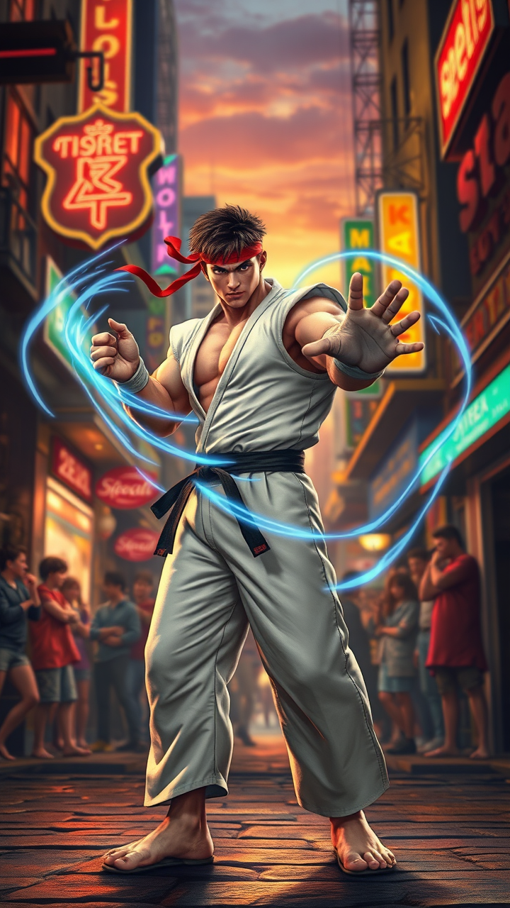 Neon Showdown: Ryu's Rise