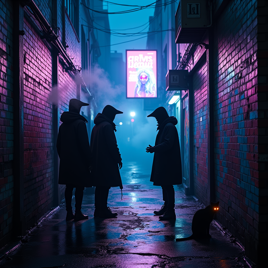 Neon Secrets in Shadowed Alley