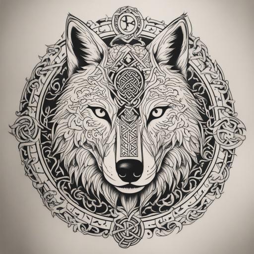 in the style of japanese tattoo, with a tattoo of wolf tatto