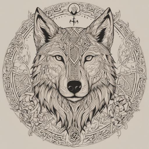 in the style of fineline tattoo, with a tattoo of wolf tatto