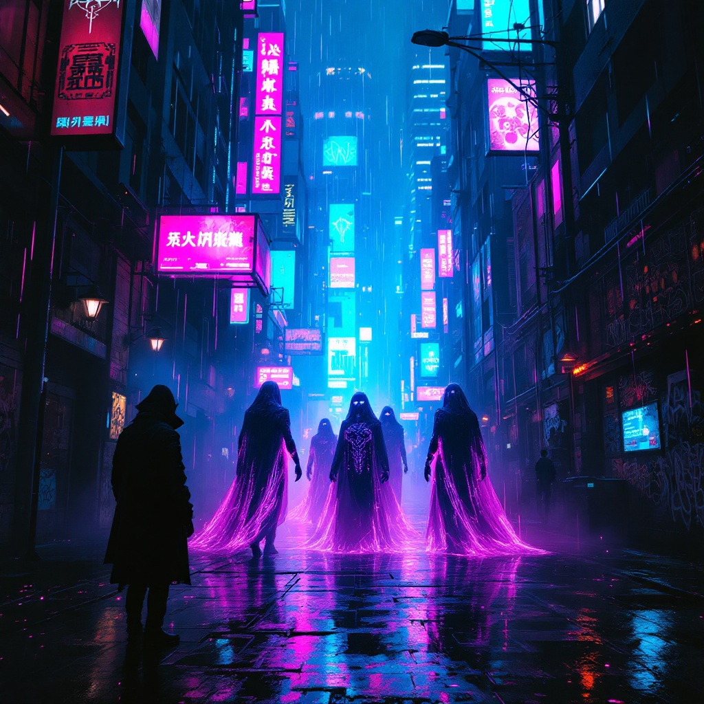 Neon Oracles of the Rain