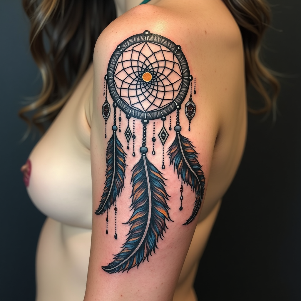 Serene Dreamcatcher Tattoo Art