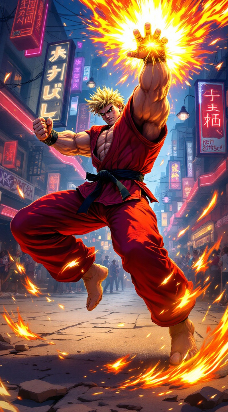 Fiery Showdown: Ken's Shoryuken!