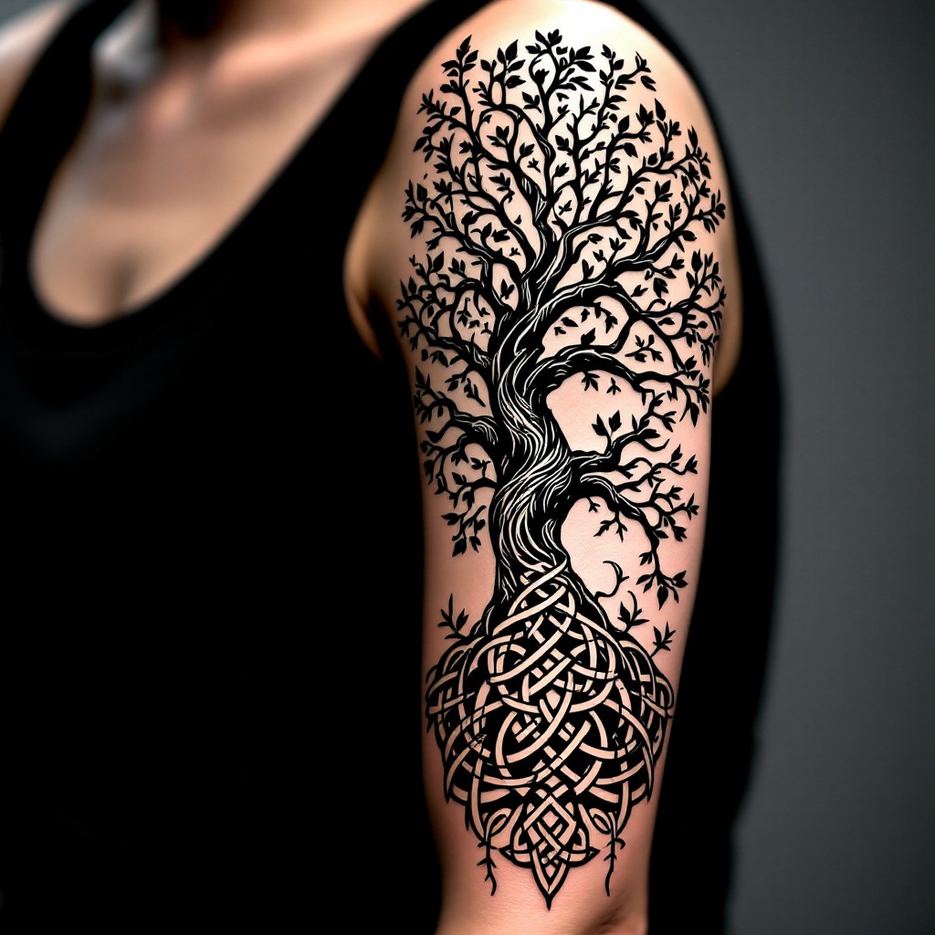 Intertwined Tranquility: A Tree Tattoo