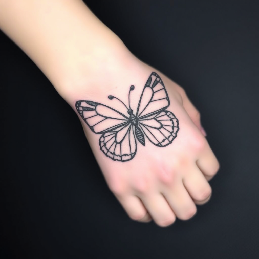 Graceful Geometric Butterfly Tattoo