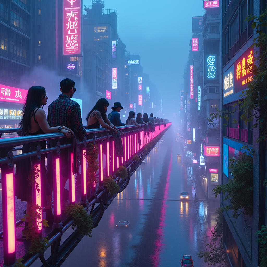 Neon Dreams Above Twilight Streets