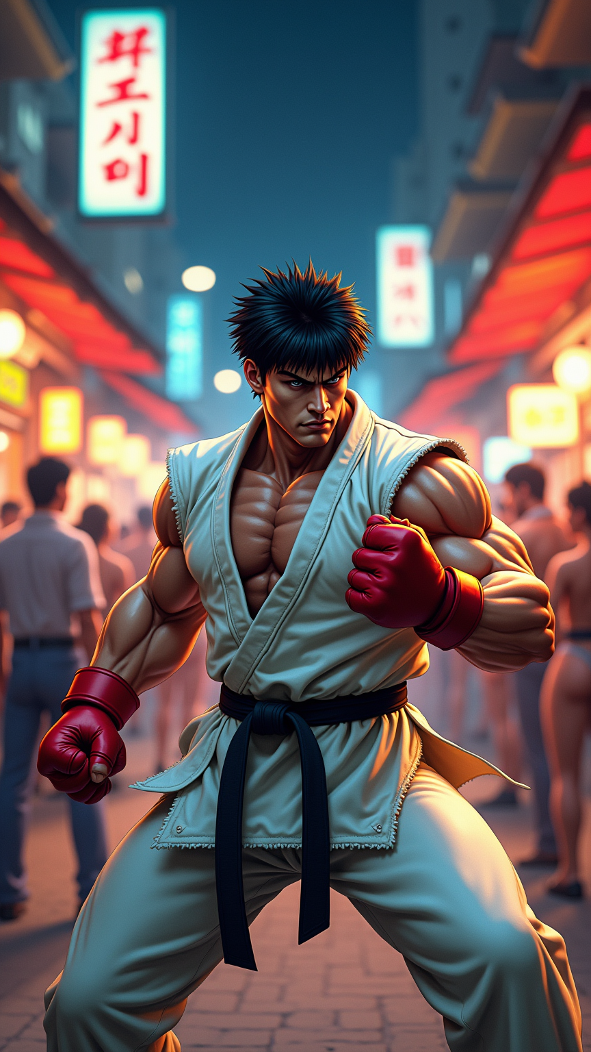 Neon Clash: Ryu's Showdown