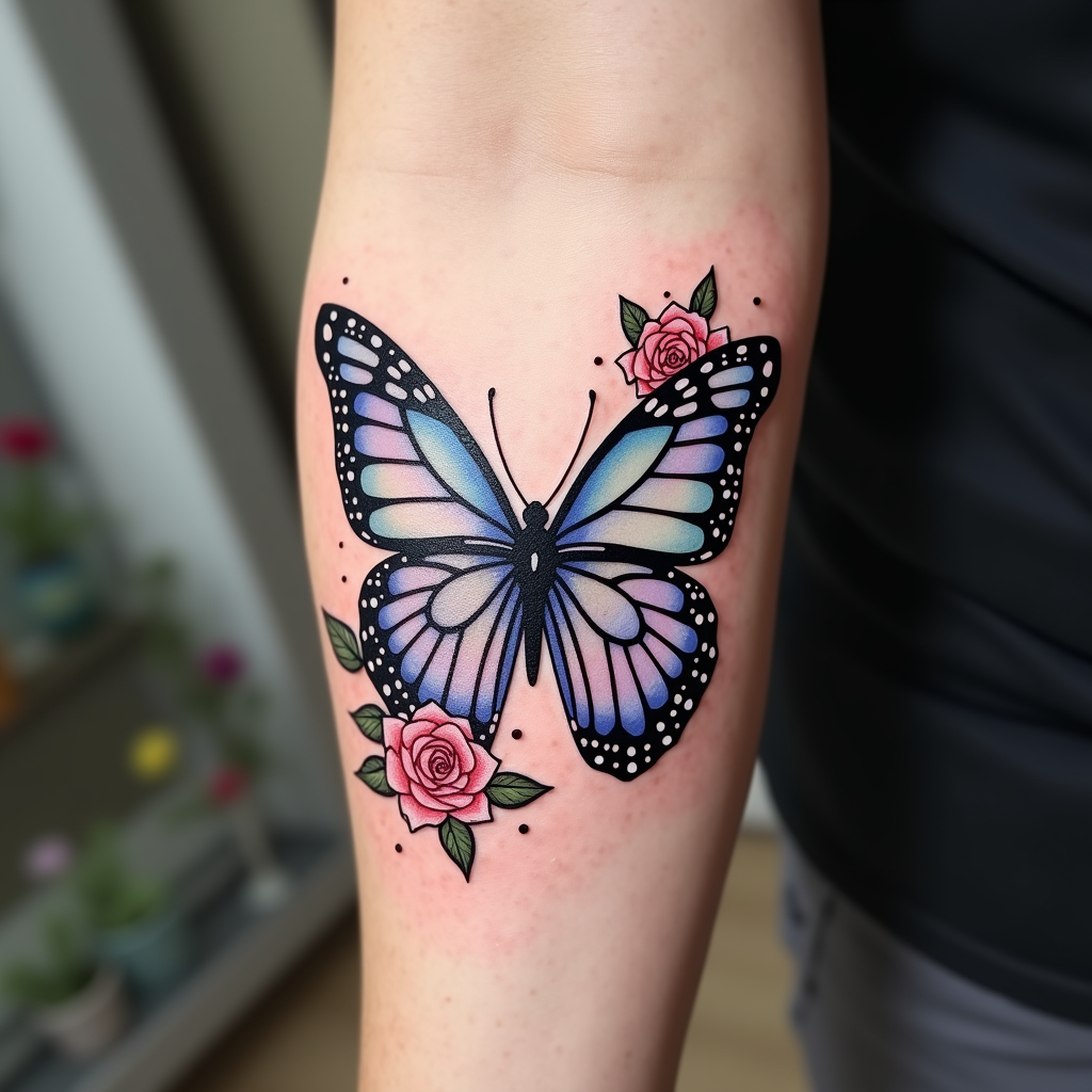 Diseño de Tatuaje de Mariposa Fantasiosa