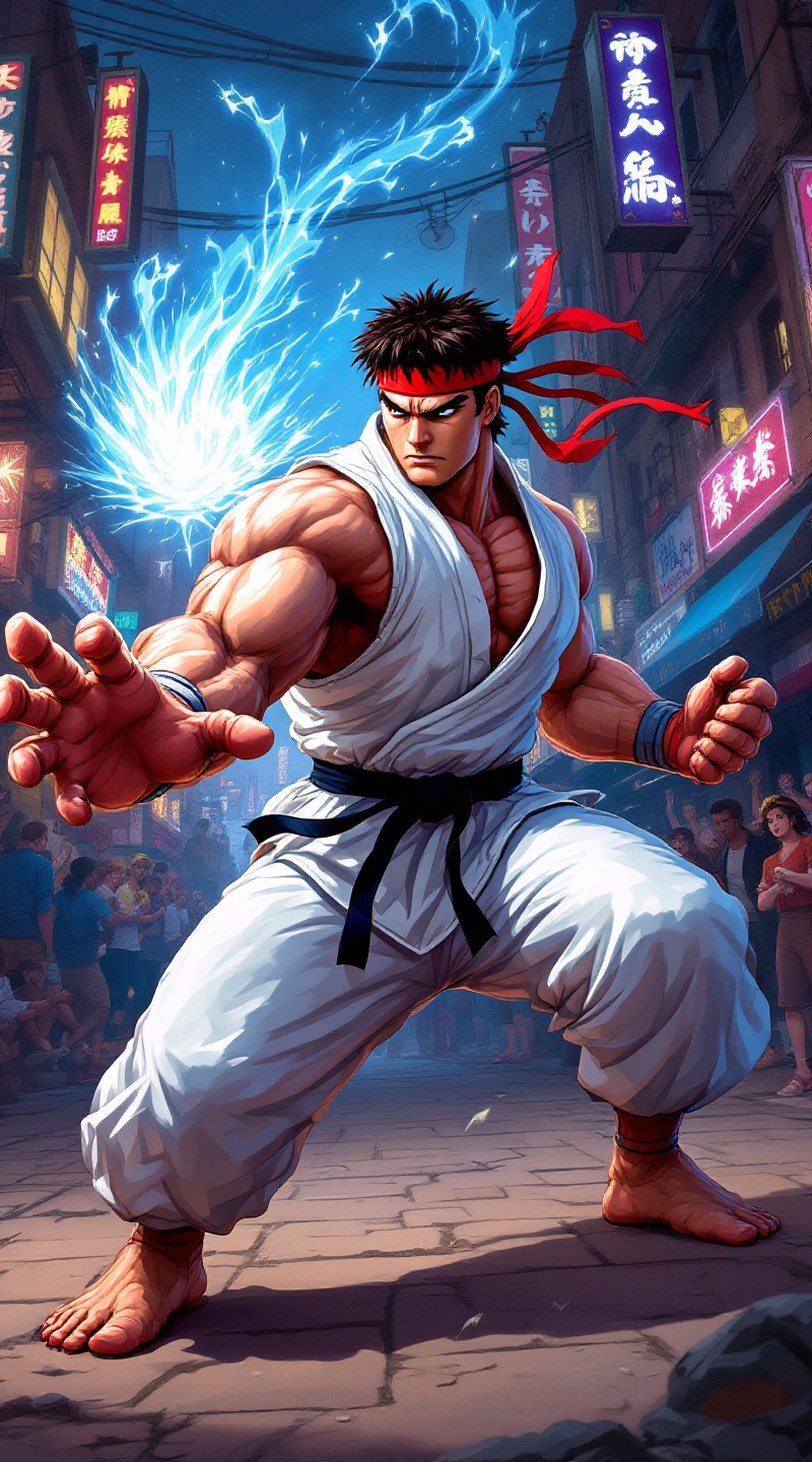 Pixelated Power: Ryu's Showdown