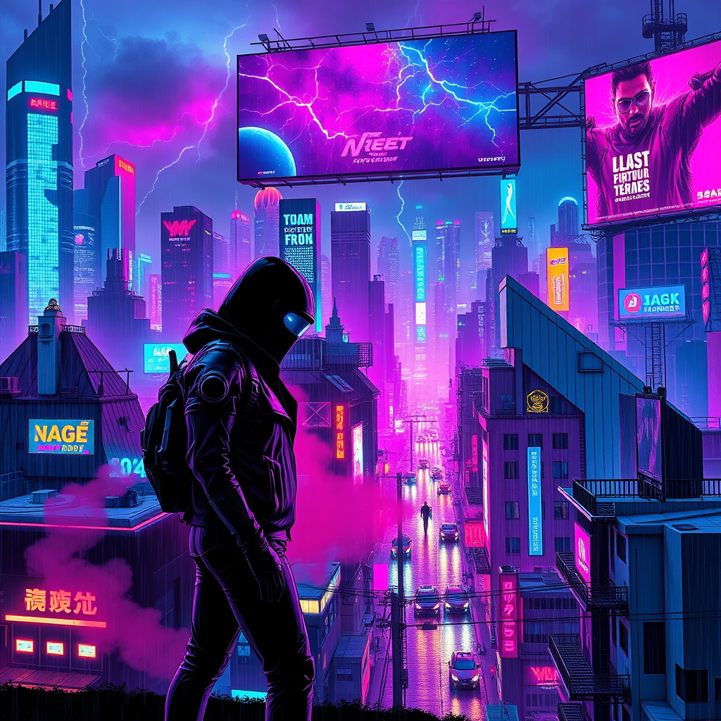 Neon Heist: Shadows in the Rain