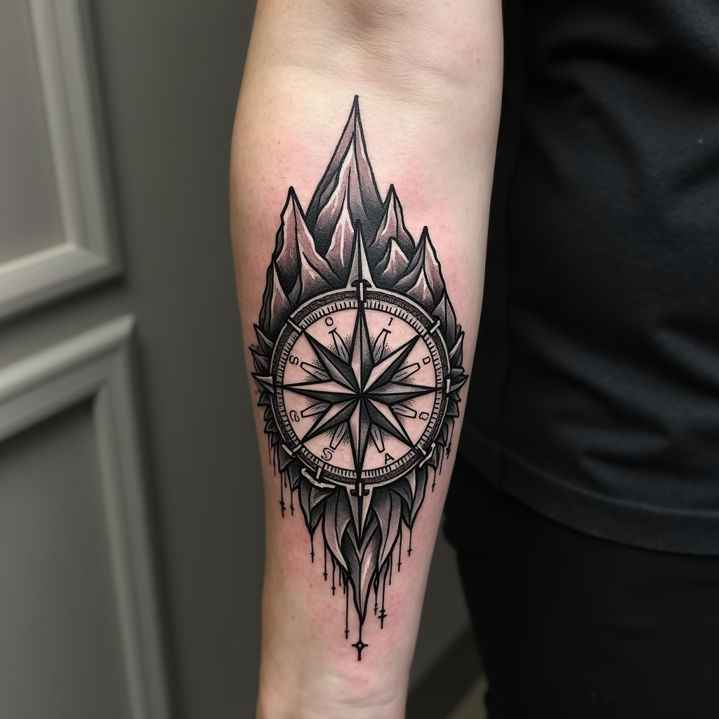 Wanderlust Compass Tattoo Design