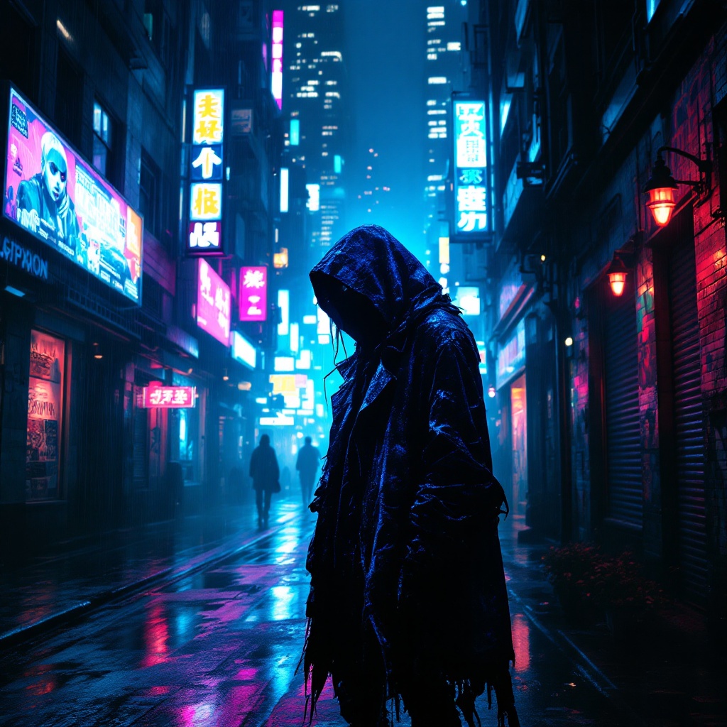 Neon Dreams in Shadowed Alleys