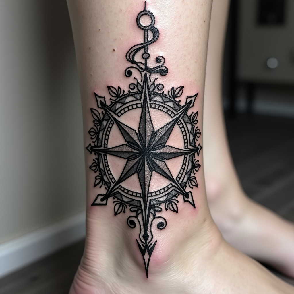 Wanderlust Compass Tattoo Design