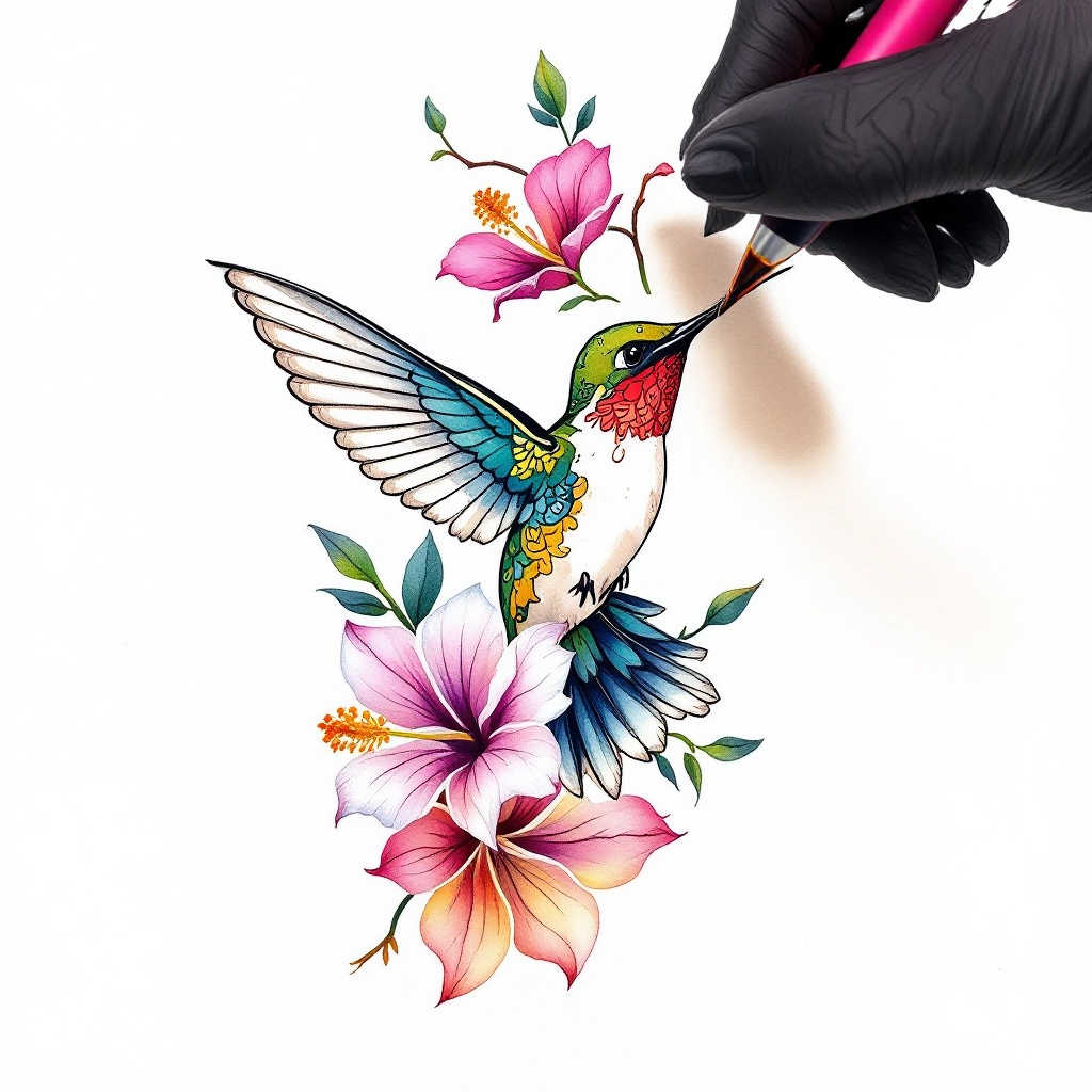 Vibrant Hummingbird Tattoo