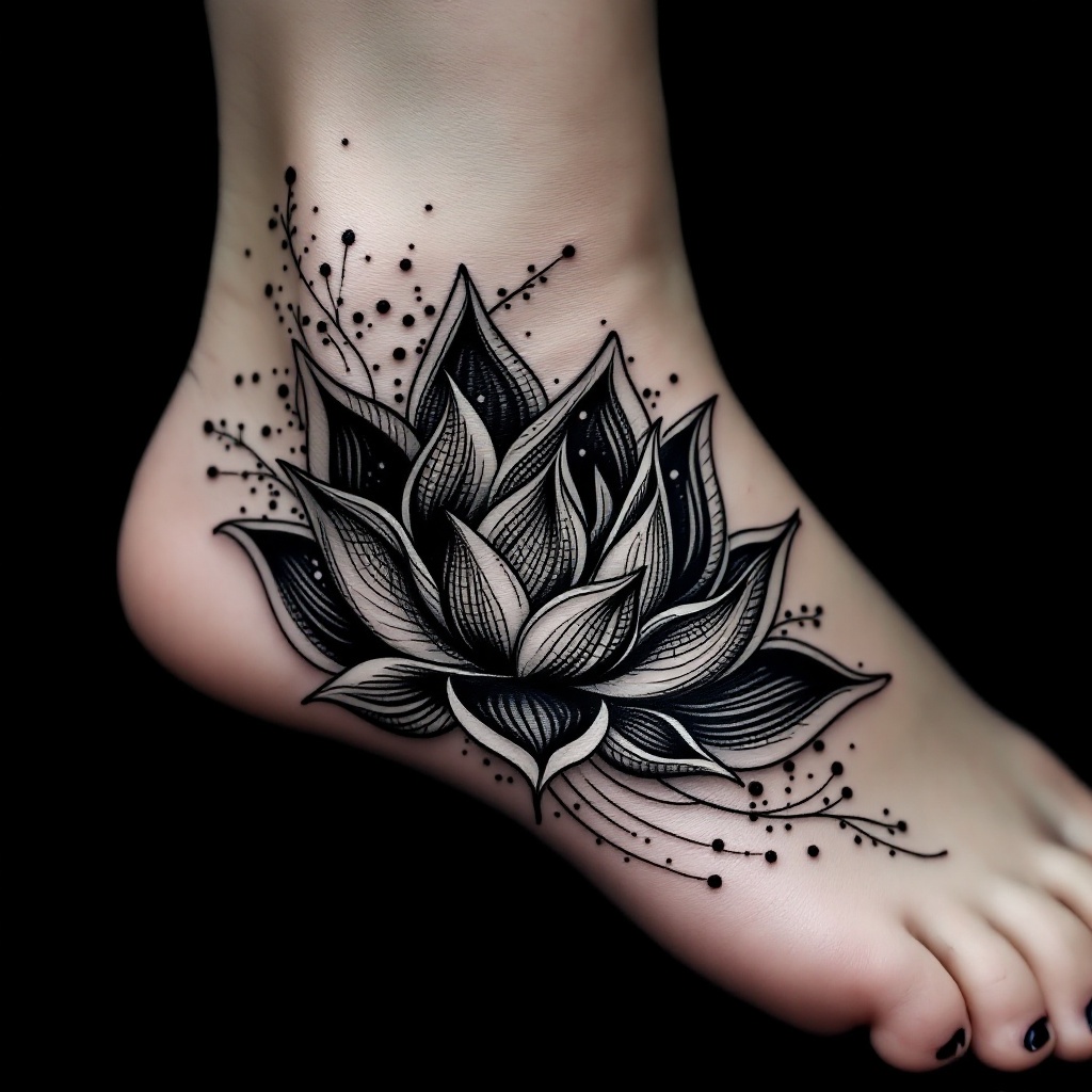 Lotus Embrace: Foot Tattoo Art