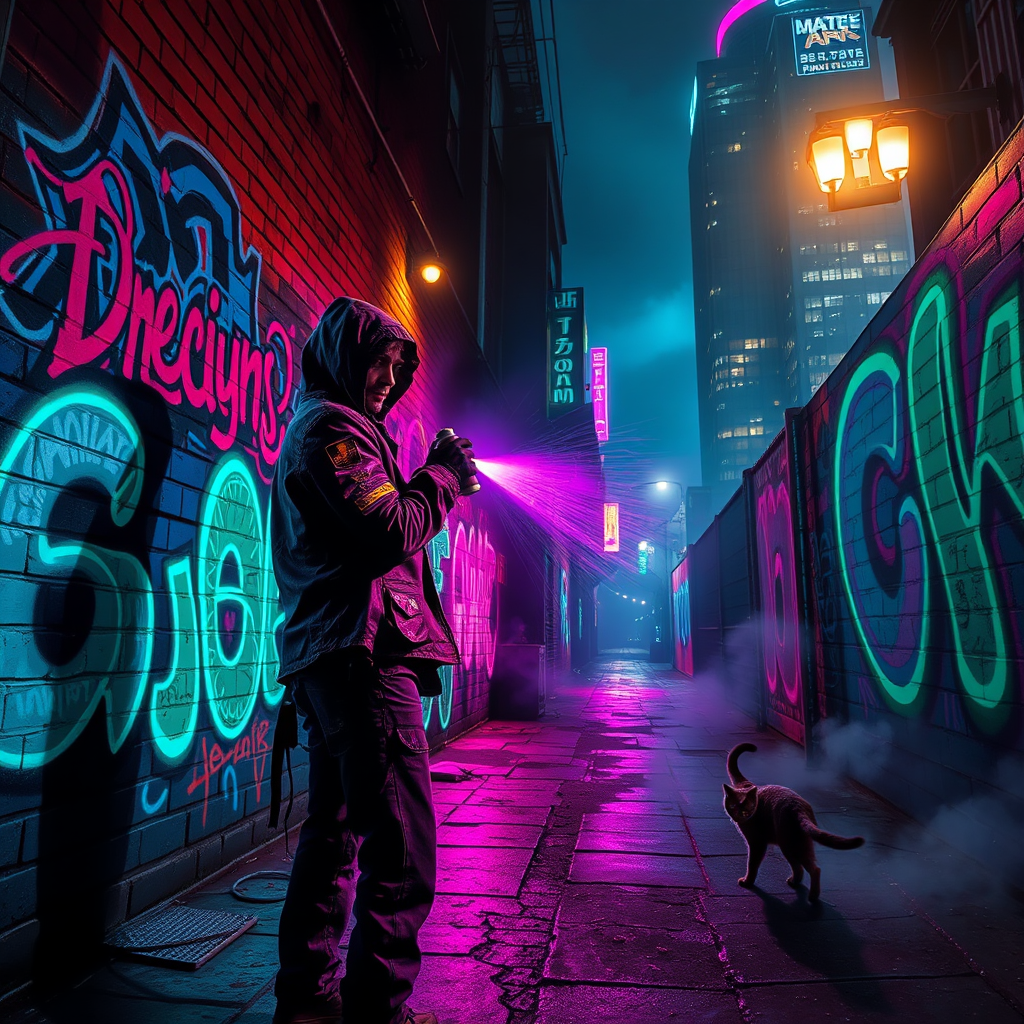 Neon Dreams: Art in Shadows