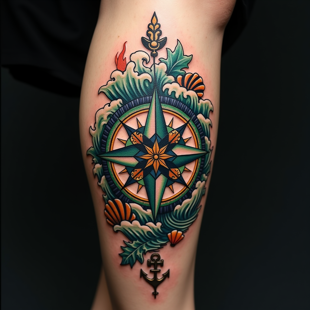 Nautical Compass Tattoo Adventure