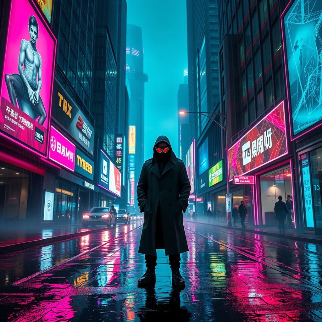 Neon Shadows: Secrets in Rain