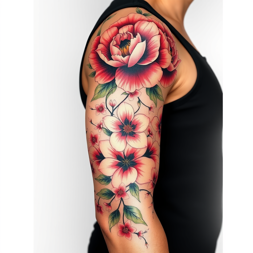 Floral Harmony: Arm Tattoo Art